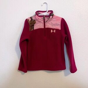 Under Armour 5T Kids Pink Camo Fleece 1/4 Zip Pullover‎ Sweatshirt Hunting